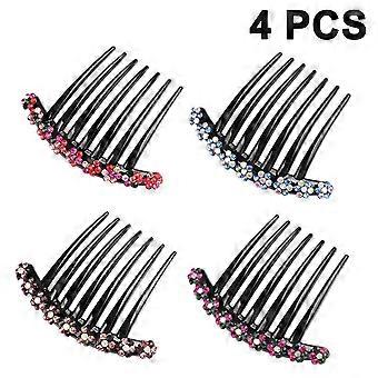 Peigne à cheveux lot de 4 dents strass peigne à cheveux accessoires pour cheveux pince à cheveux peigne pour femmes filles cadeau 4 couleurs