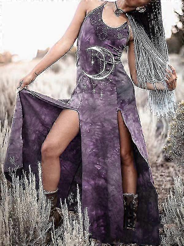 וינטג ' נשים גותי אמצע המאה אמצע המאה ויקינגים שבט נשים ללא שרוולים שמלת מרדי גרא וסט תחפושת ליל כל הקדושים