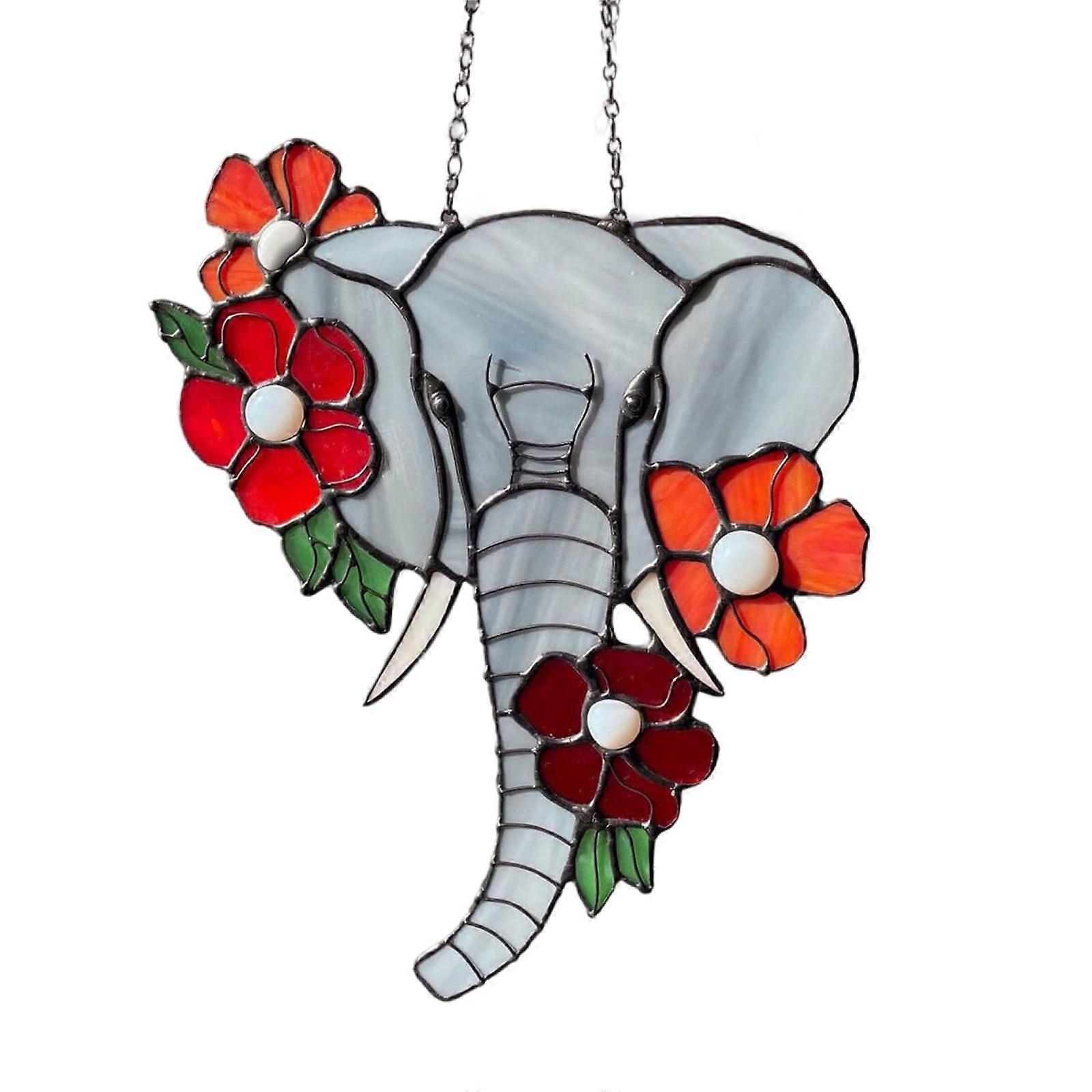 Elephant Sunflowers Window Hanging