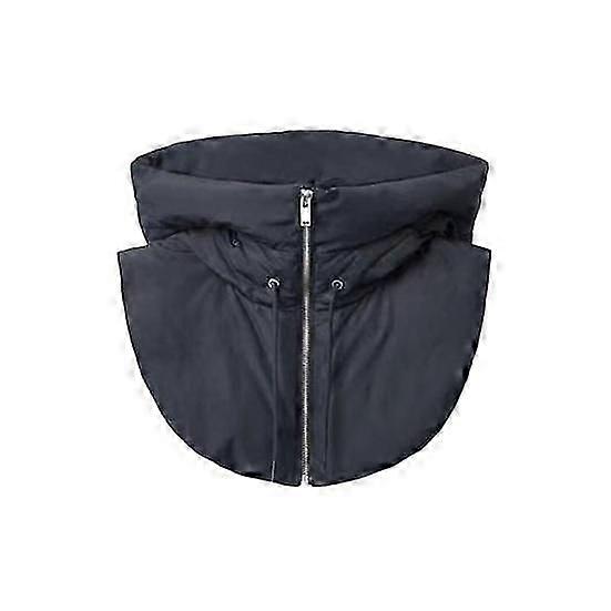 Fake Collar Hood Drawstring Zipper Placket Puffer FALSE Collar Solid Color Down Cotton Filled