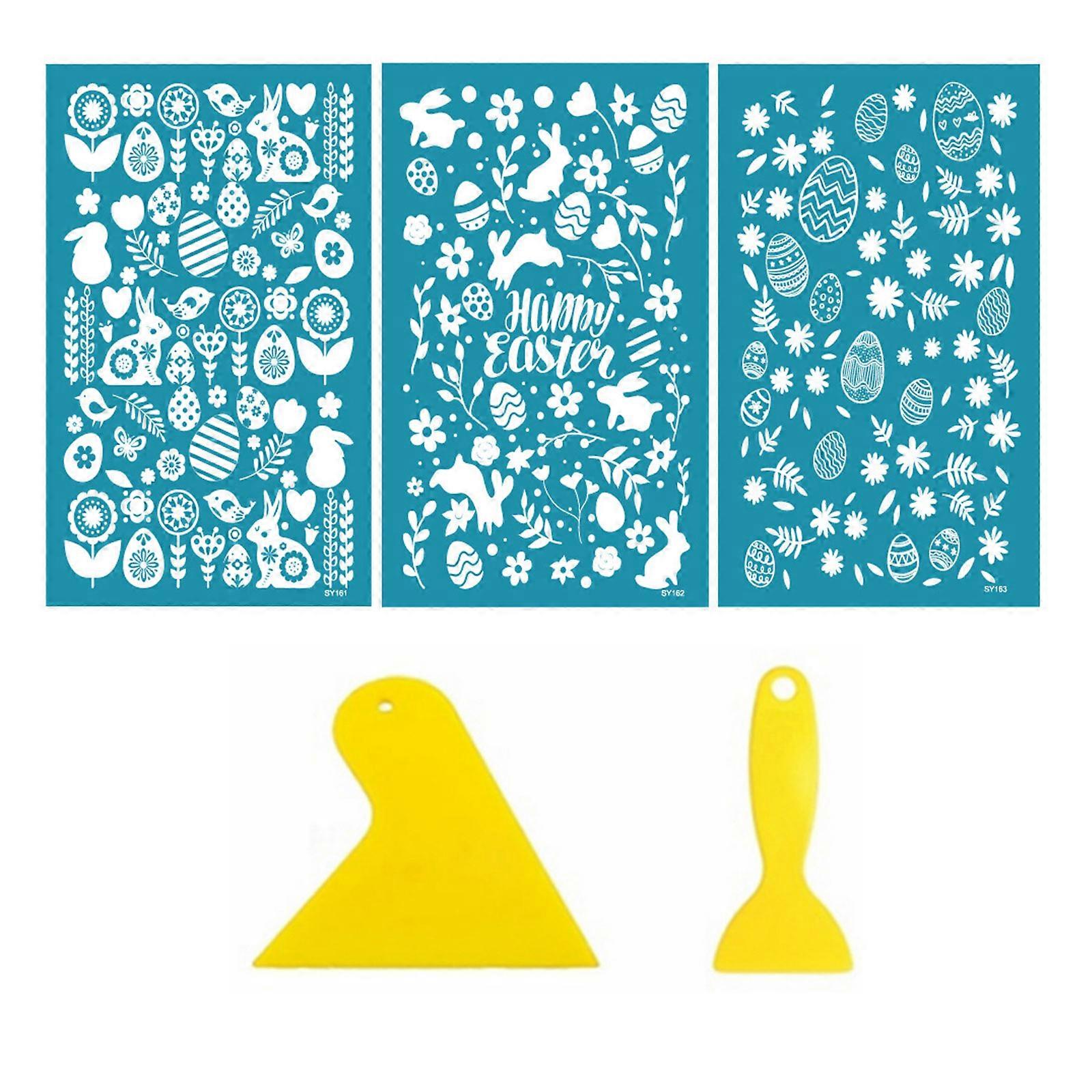 Clay Stencils Easter Rabbit Non-Adhesive Silk Screen Printing Stencils Reusable Mesh Stencil Transfer for Earring Making