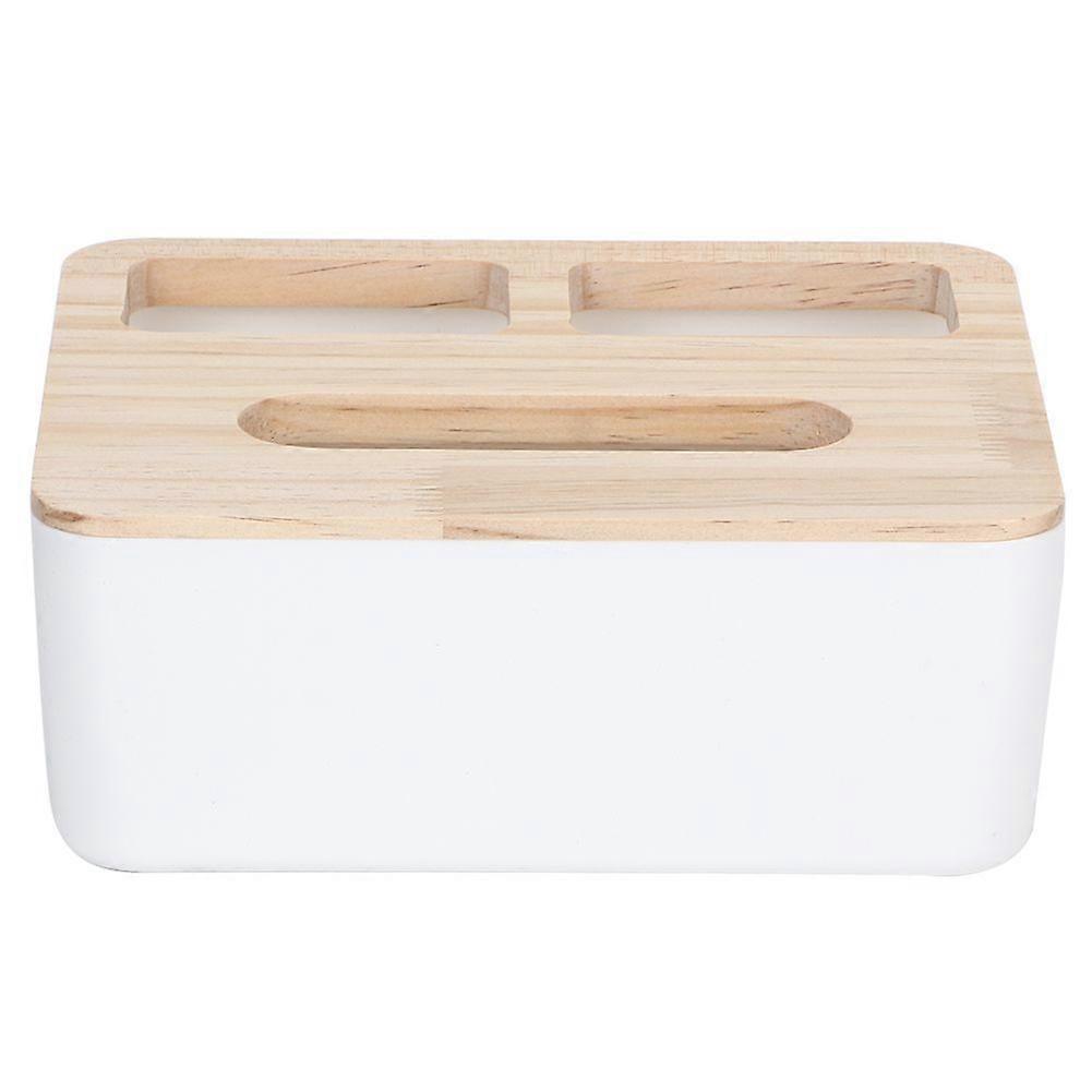 Multifunction Desktop Paper Storage Holder Tissue Box Case with Lid for Home OfficeThree-compartment Tissue Box