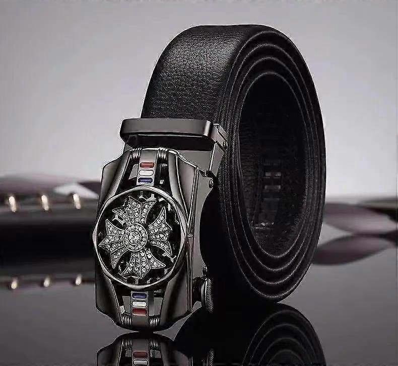 Diamond-studded Time To Run Automatic Buckle Men's Belt Men's Belt Trend Simple Men's Trouser Belt Belt