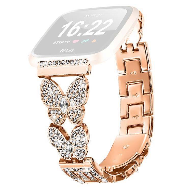 Compatible For Fitbit Versa / Versa 2 Watch Band Butterfly Rhinestones Decor Alloy Metal Strap