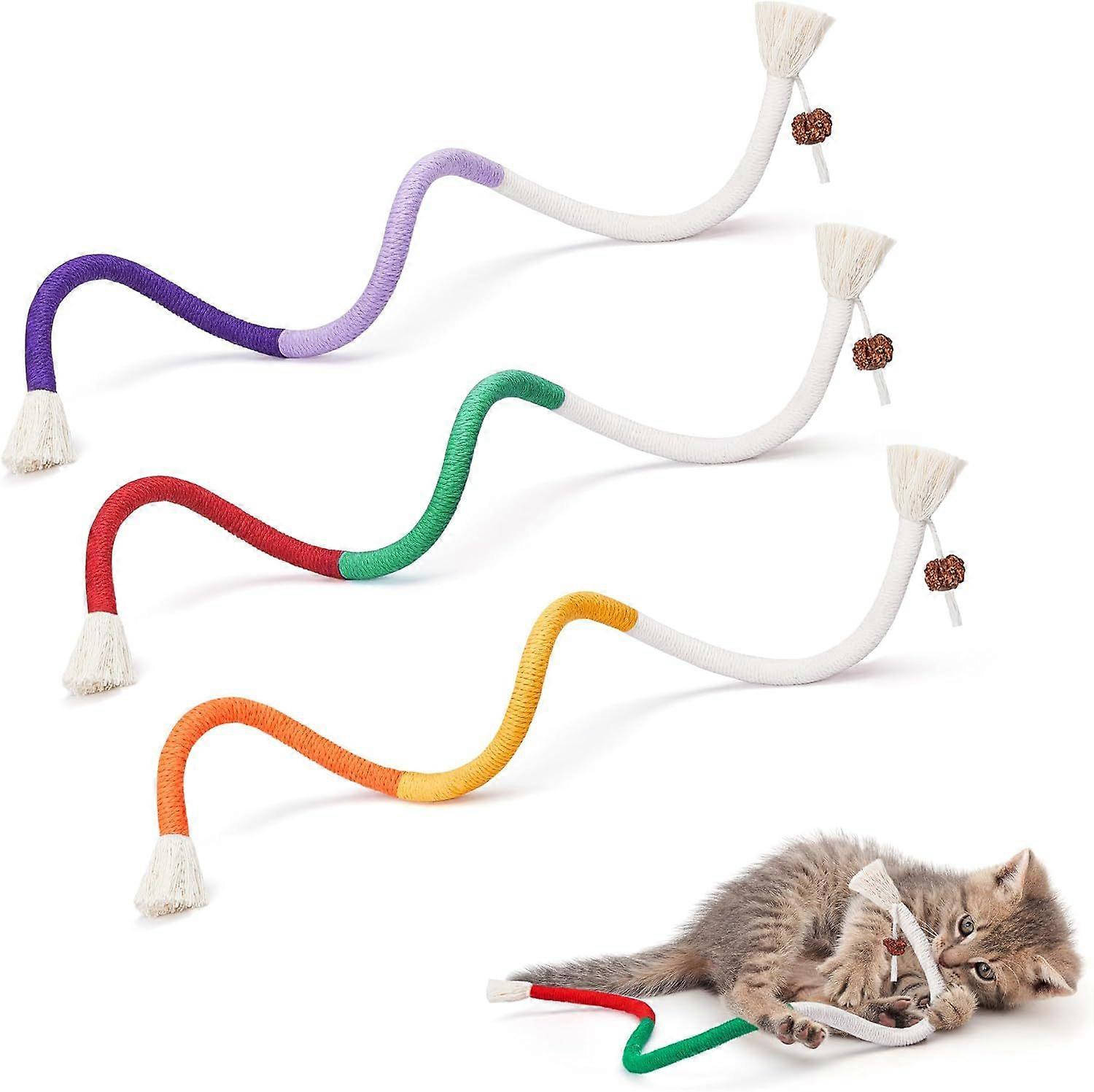 Bend Cat Rope Toy Set - Adjustable Bendable Rope Toys, Rope Material, Assorted Colors, Durable Cat Toy Bundle