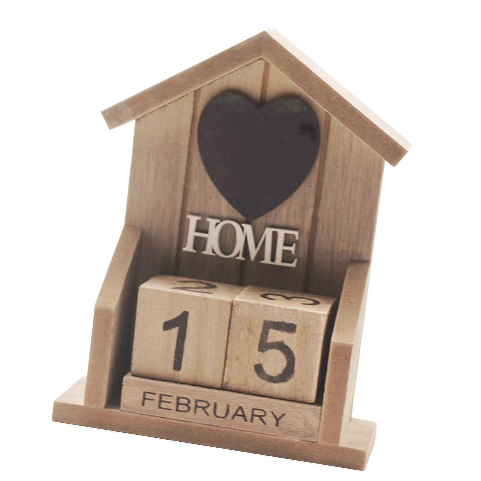 卓上カレンダーブロックパーペチュアルカレンダーオフィスデコレーションブラウン