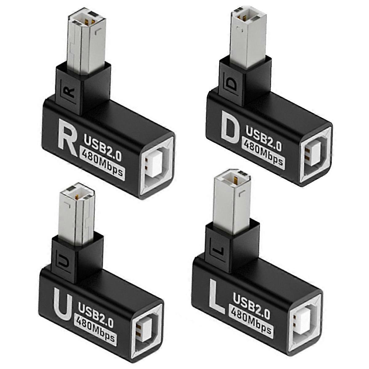 U2-038-BM002 4Pcs/Set USB 2.0 Type-B αρσενικό σε θηλυκό προσαρμογέα επέκτασης οριζόντιο κάθετο γωνιακό