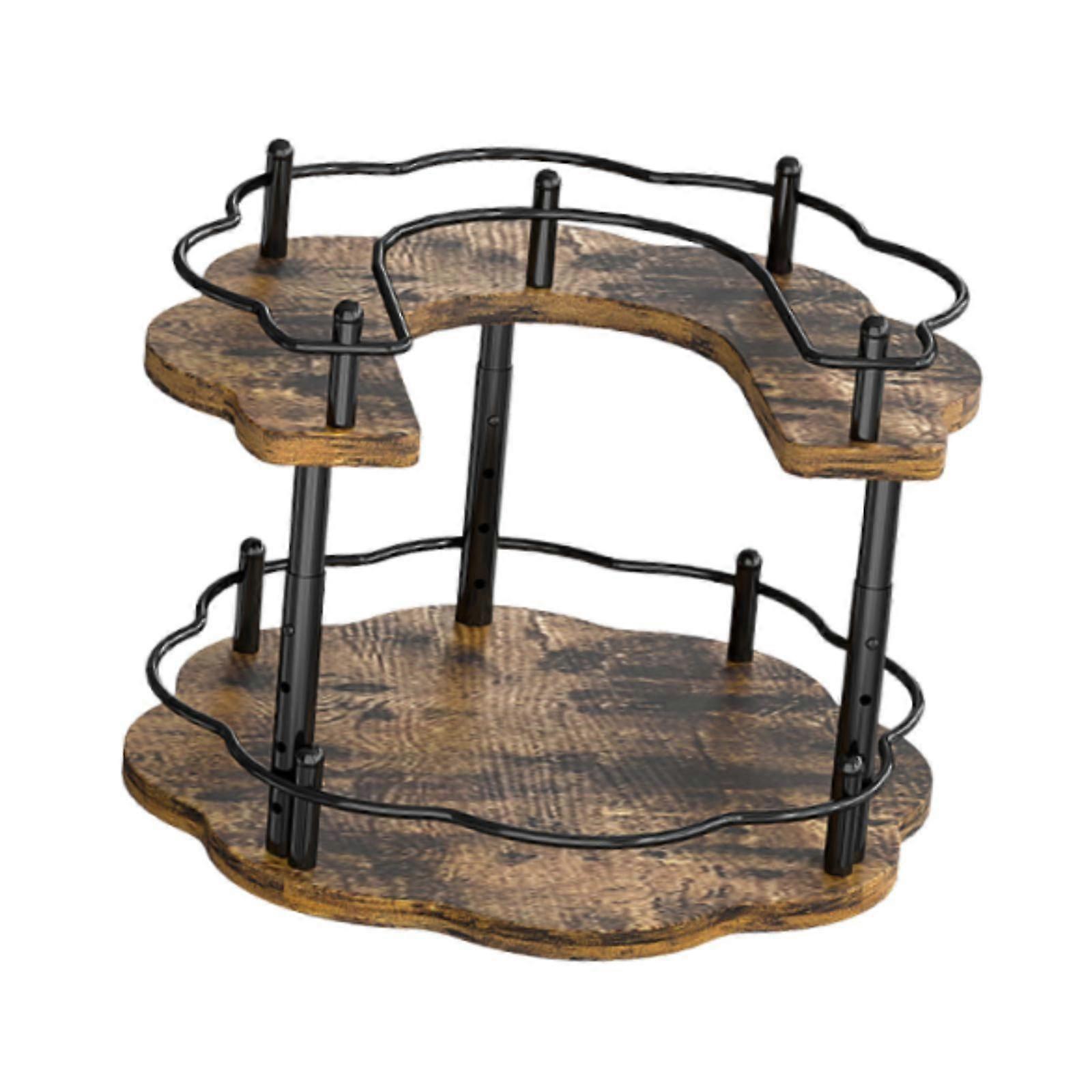 Wood Turntable 2 Layer Rotating Bathroom Vanity Tray for Pantry Table Dining