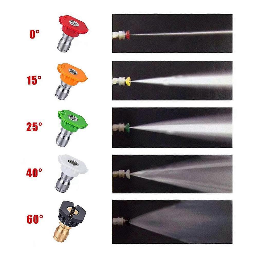 High Pressure Washer Gun with Foam Bottle 1/4inch Quick Connector, 0-60° 5pcs Pressure Washer Nozzle
