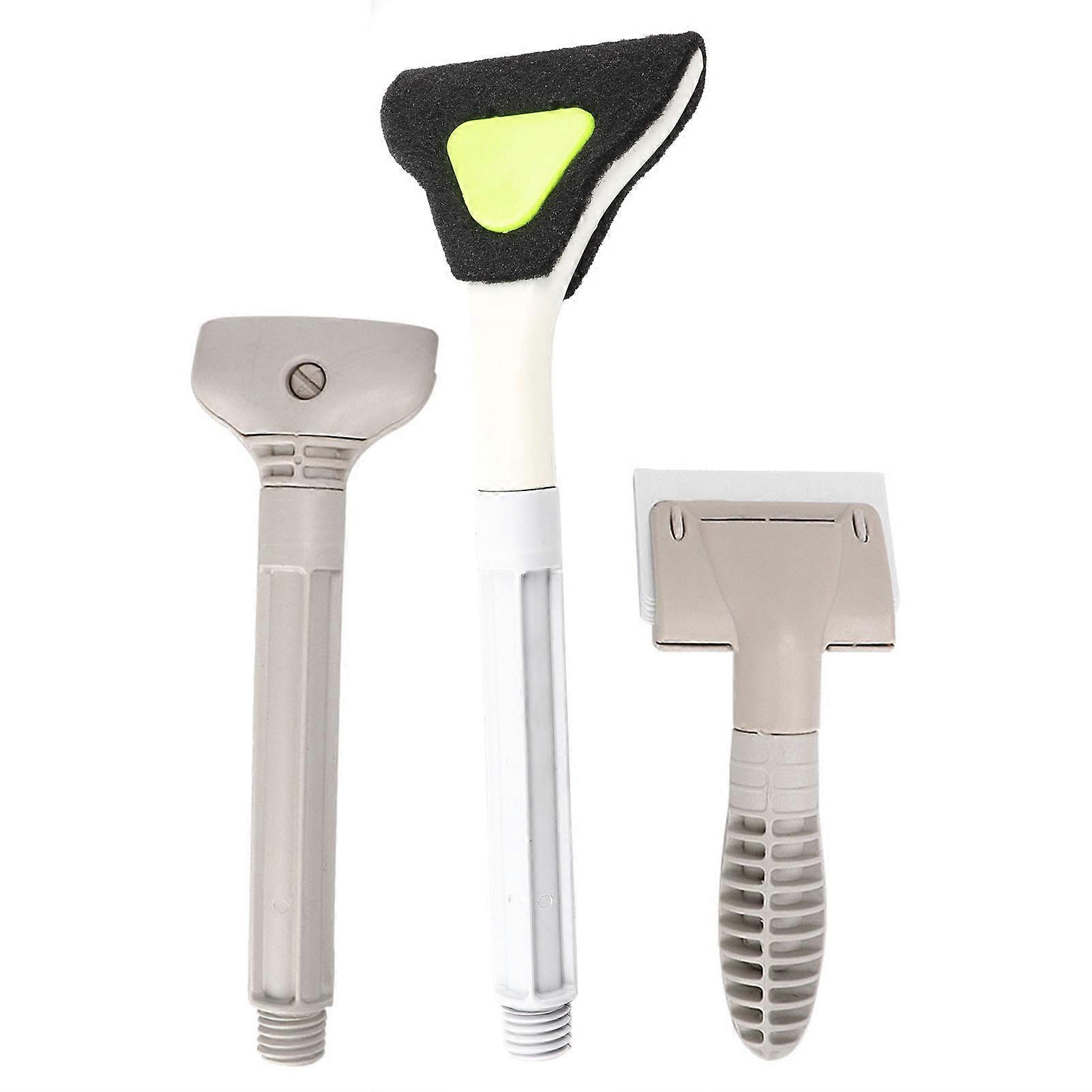 3 In 1 Plastic Aquarium Long Handle Brush Algae Scraper Cleaner Cleaning Kit Tool Accessory