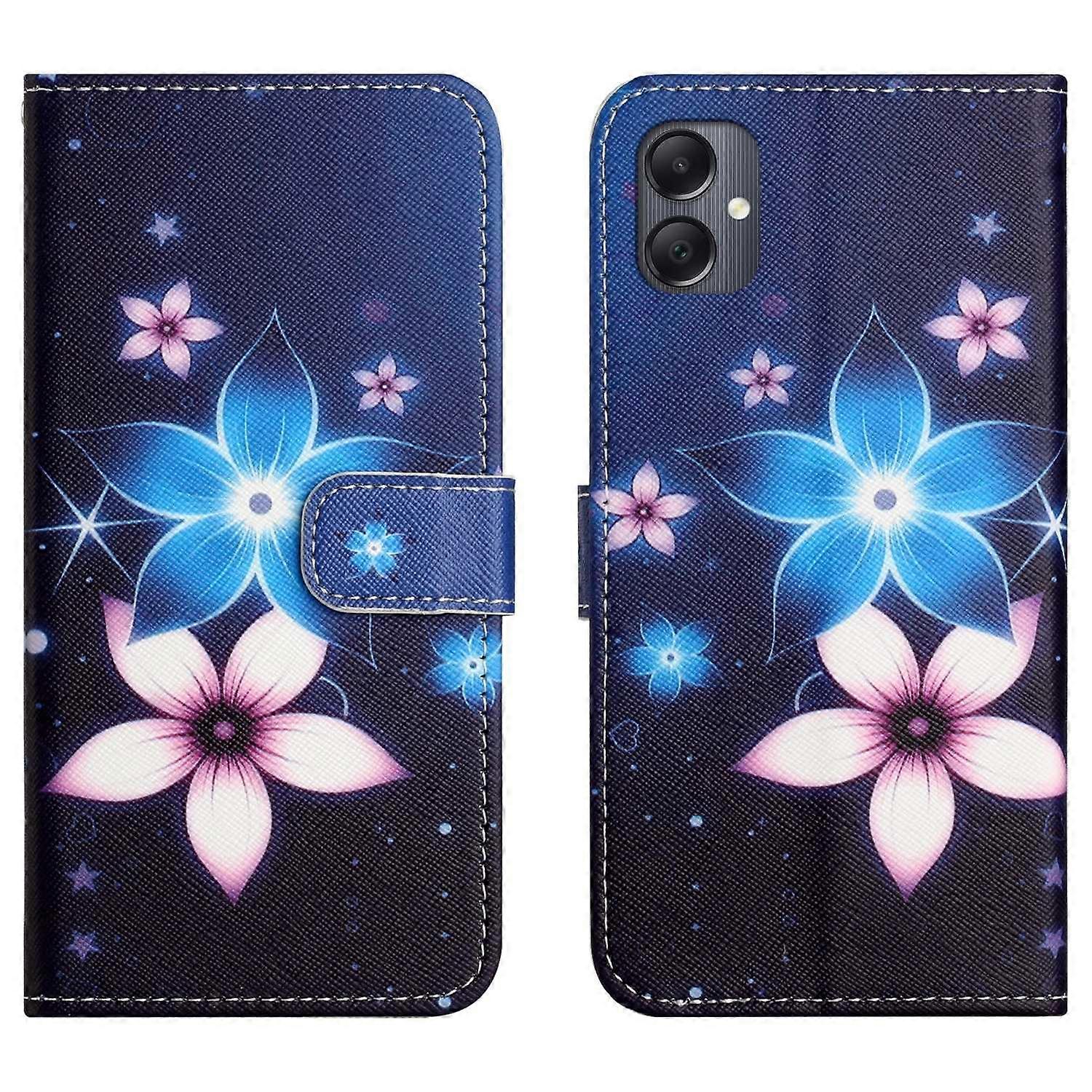 For Samsung Galaxy A06 4G A06 5G Case Pattern Print PU Leather Wallet Phone Cover Cross Texture - Bl