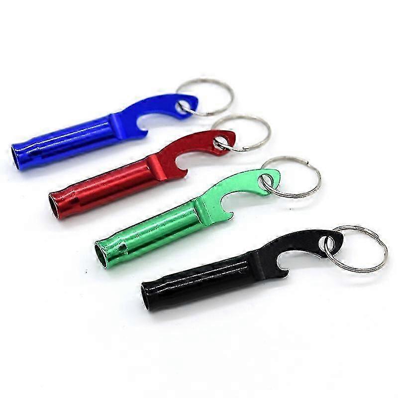 Portable Keychain Aluminum Alloy Whistle Dual-purpose Whistle With Bottle Opener Lifesaving Whistle 4 Pieces