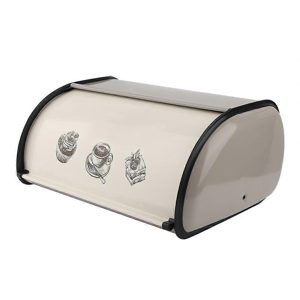 Vintage Roll Top Metal Bread Storage Box Large Capacity Kitchen Container Grey