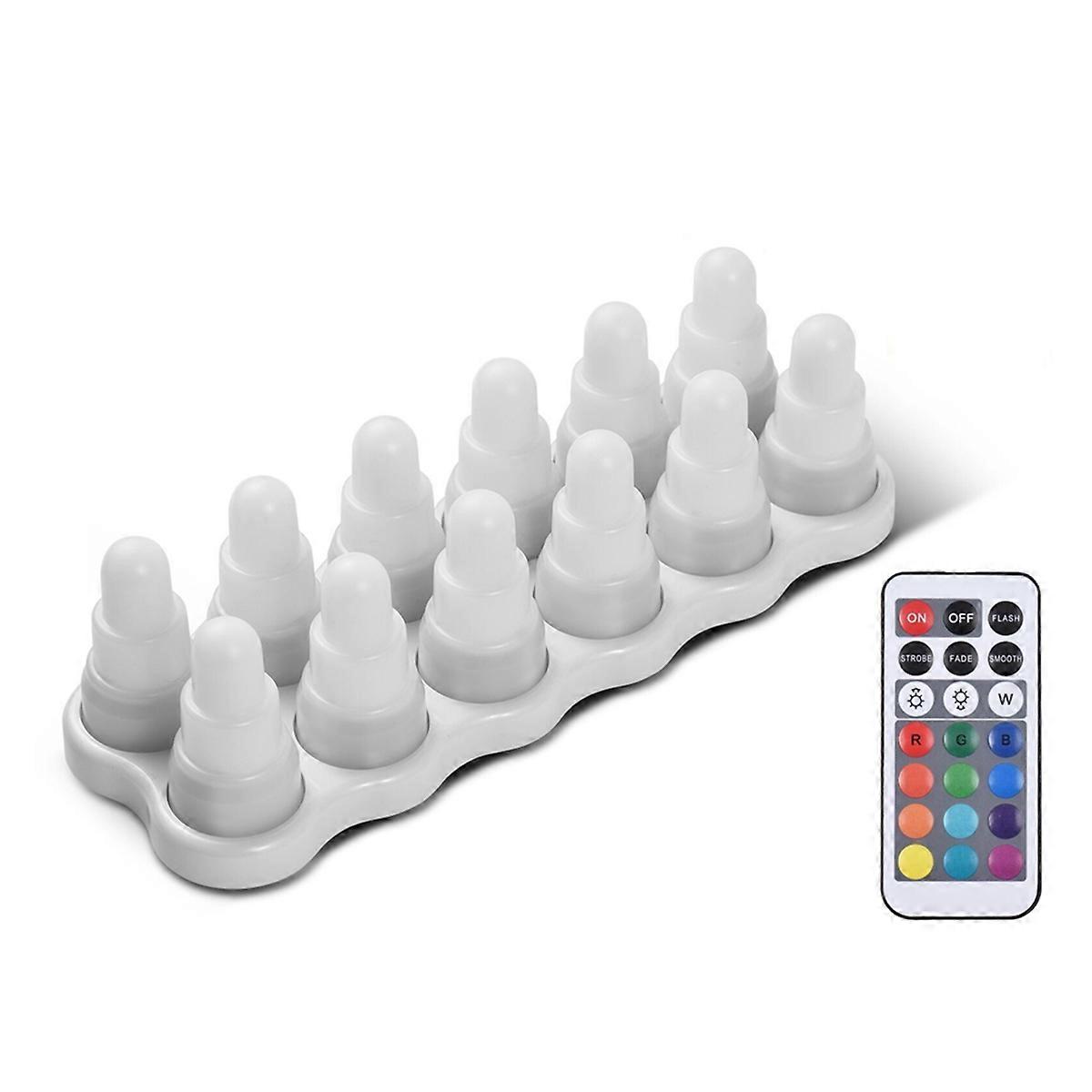 Oppladbar RGB LED tevokslys elektronisk telyslampe atmosfære dekorativ for bryllup, hjemmedekor EU-plugg