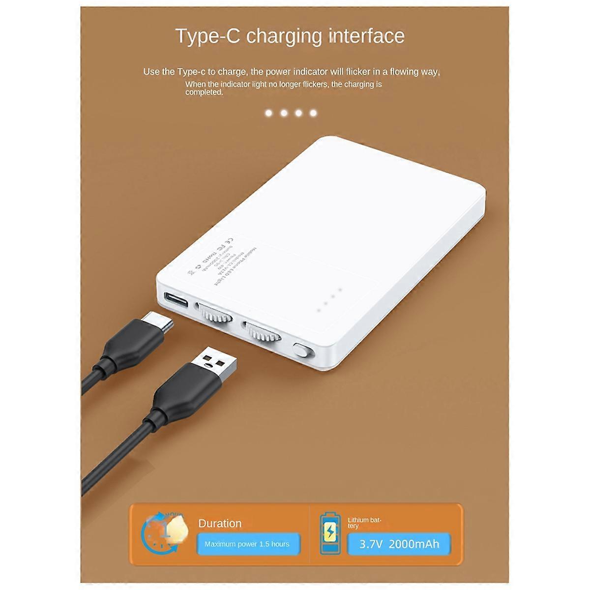 LED Mini Oplaadbare Clip Invullamp Verstelbare Draagbare Lamp Wit