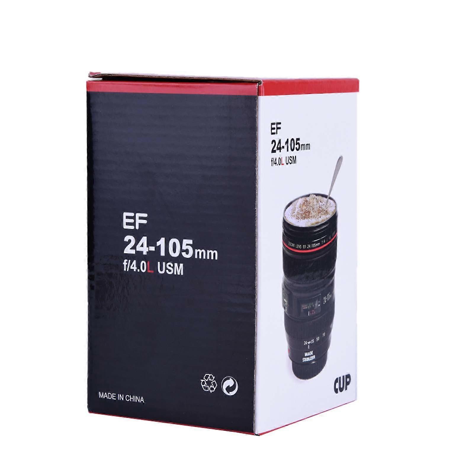 Creative Camera Lens Shaped Insulated Flask Stainless Steel Insulated Travelling Flask V Black