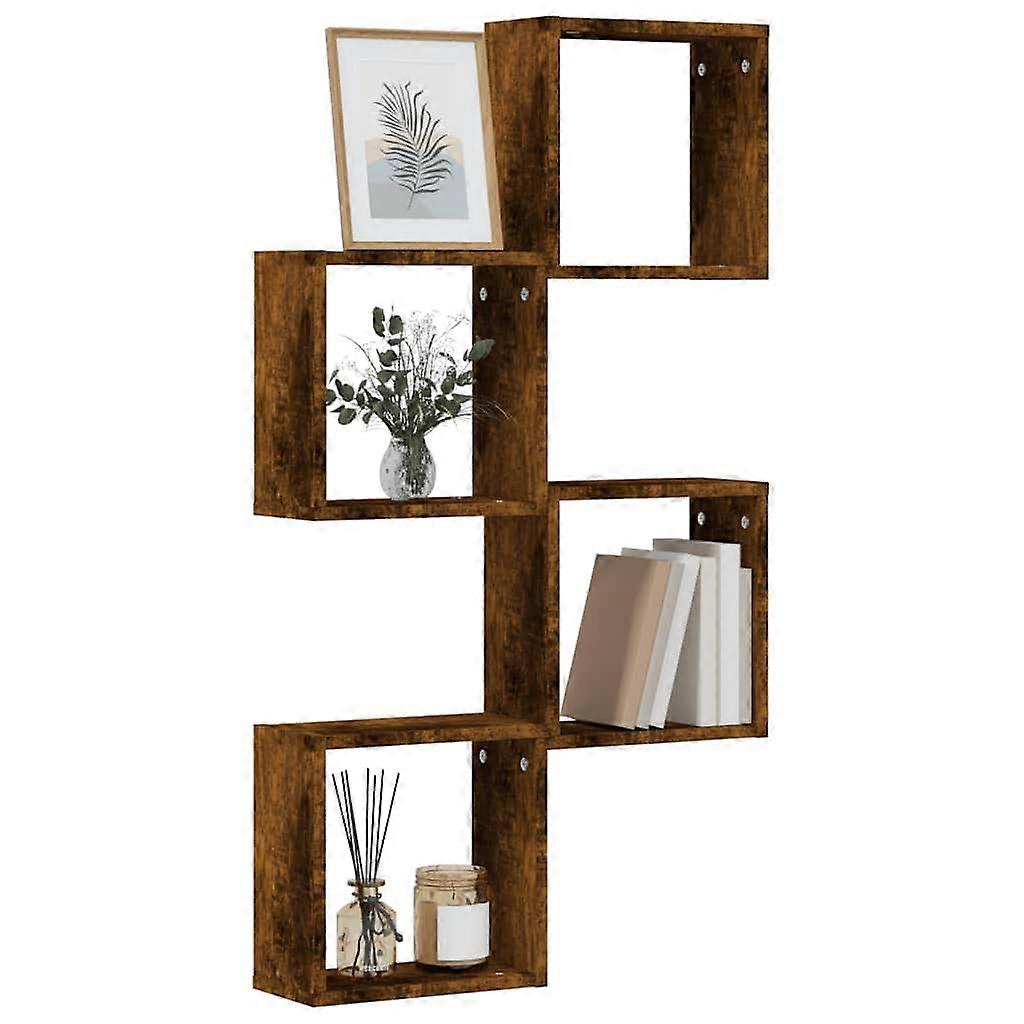 立方体搁板 4 件烟熏橡木 30x15x30 厘米