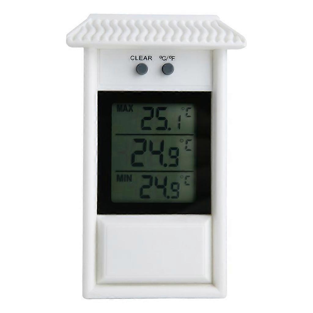 LCD Digital Indoor/Outdoor Waterproof Thermometer Garden GreenHouse Wall Temperature Measurement Max Min Value Display  White