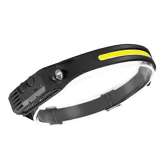 COB LED Headlamp with Sensor and Built-in Battery, USB Rechargeable Handheld Lamp with 5 Lighting Modes, Waterproof for Hiking, Camping, and Night Fis