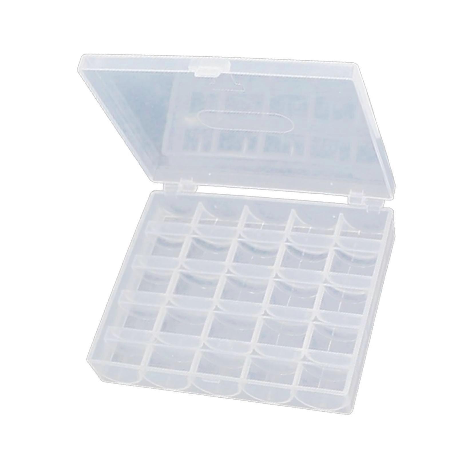 Bobbin Box 25 Slots Transparent Empty Organizer Sewing Craft Storage Plastic Case