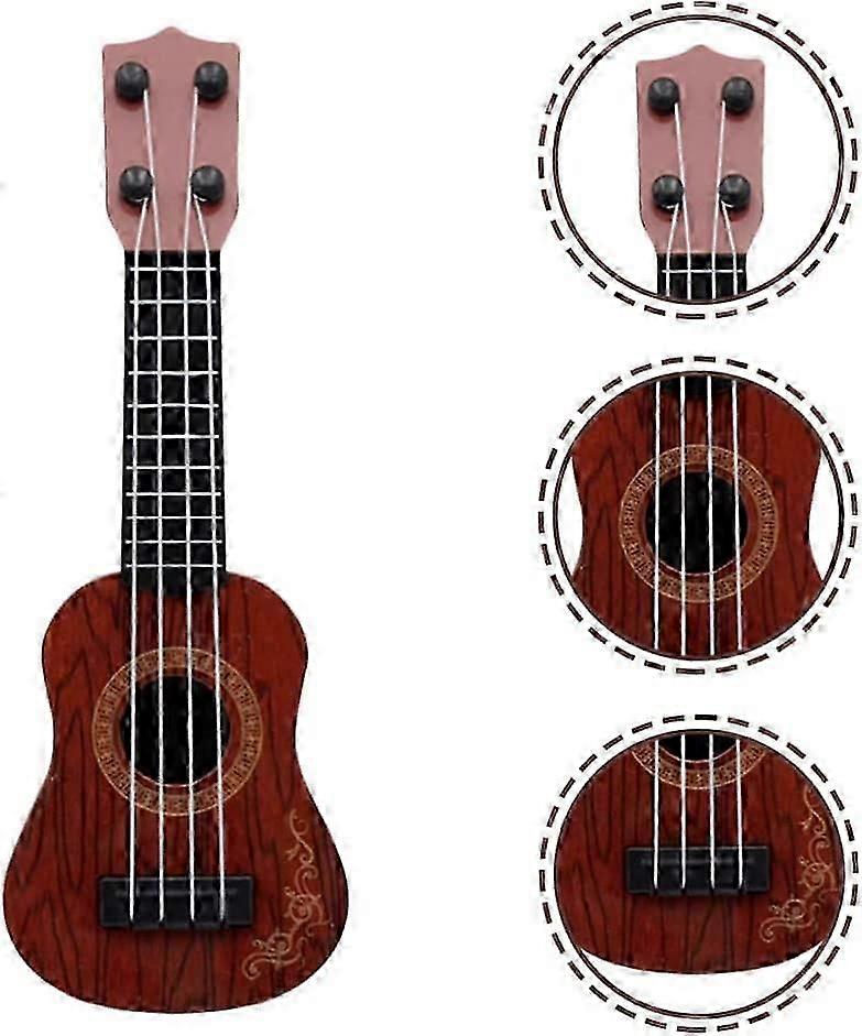 Children's Mini Four-string Guitar Instrument (brown) 1 Piece