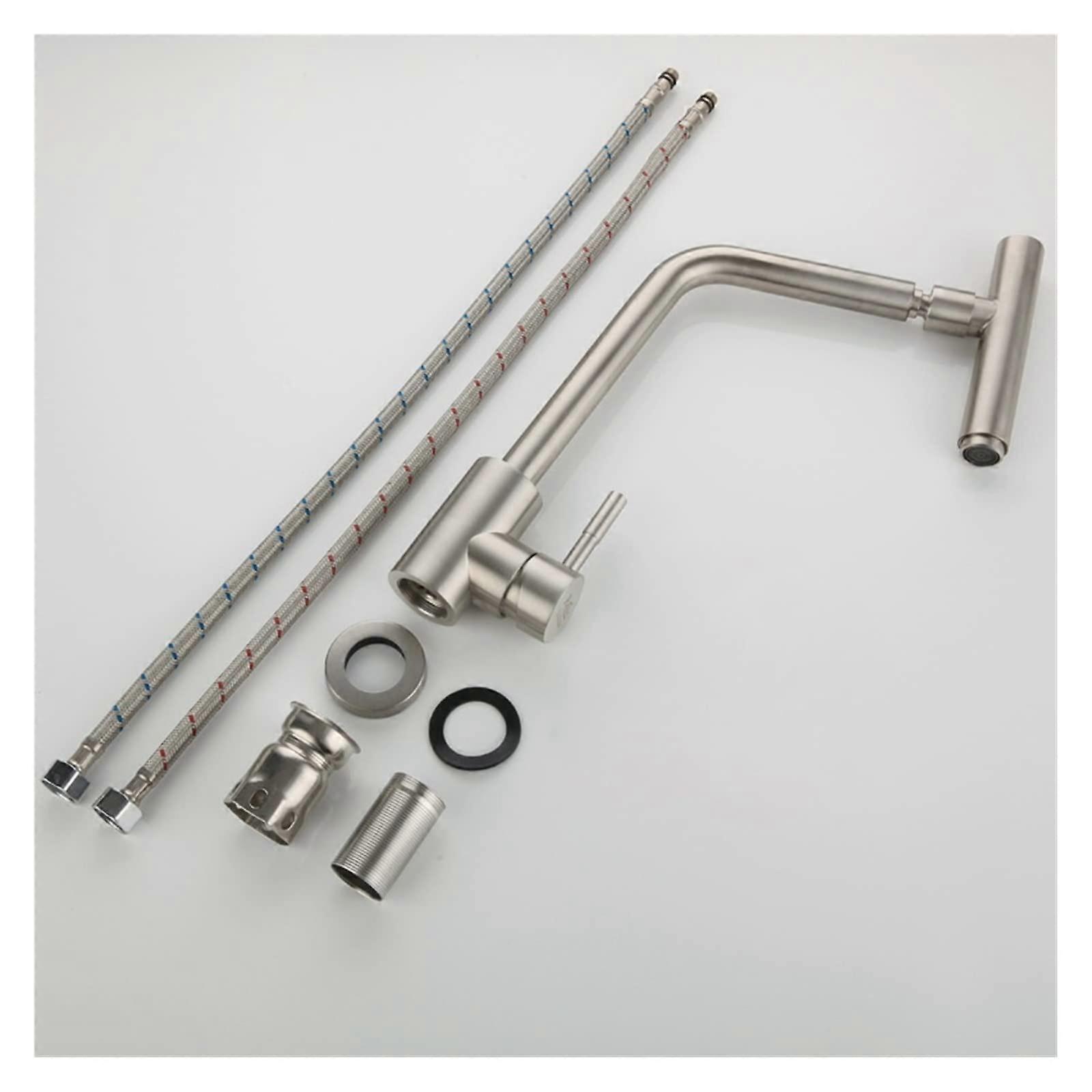 360° Rotating Kitchen Faucet Brushed 304 Stainless Steel Cold and Hot Mixer Tap for Sink and Washbasin