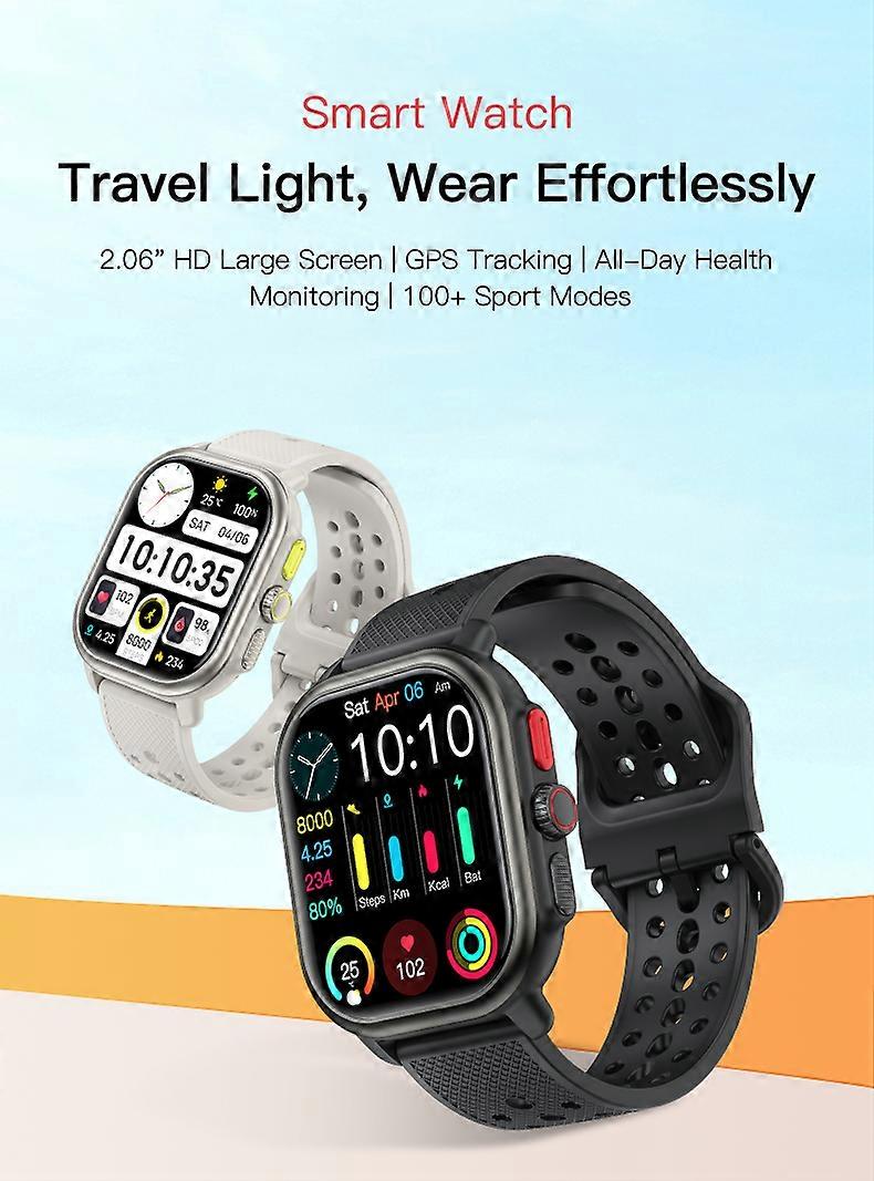 Smartwatch with 2.06-inch Ultra-Clear AMOLED Screen, Bluetooth Calling, and Sports Tracking(White)