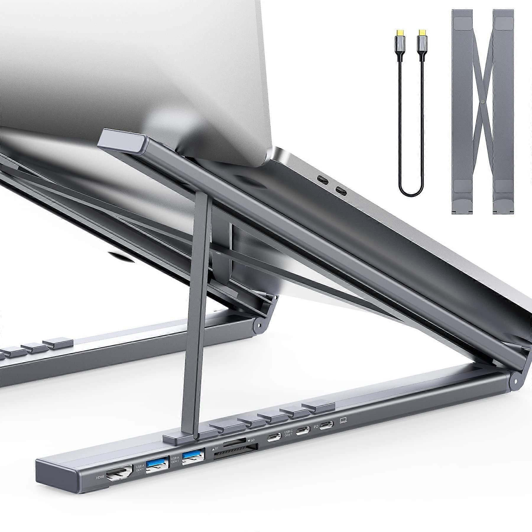 USB C Laptop Docking Station Stand, USB C Dock Tablet Stand, 7 in 1 USB C Hub with 4K HDMI, 2 USB 3.1, PD 100W, Universal Docking Station for MacBook