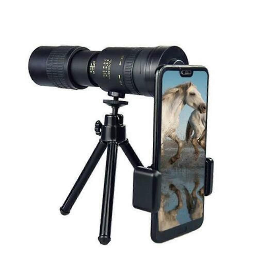 4K 10-300X40mm Telephoto Zoom Monocular Telescope Fogproof with Tripod and Holder for Outdoor Viewing