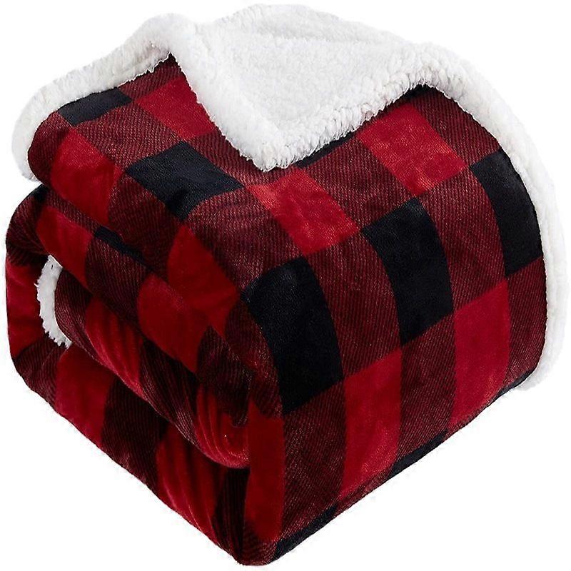 Blanket Double Layer Plaid Office Blanket Nap Plush Sofa Throw