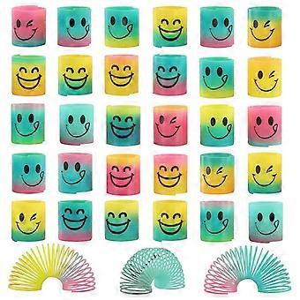 Hüpfspielzeug, 30 Stück, Partygeschenke, Regenbogenspielzeug, kleine Geschenke, bunte Hüpfringe, Kindergartenspielzeug, Smiley-Federringe