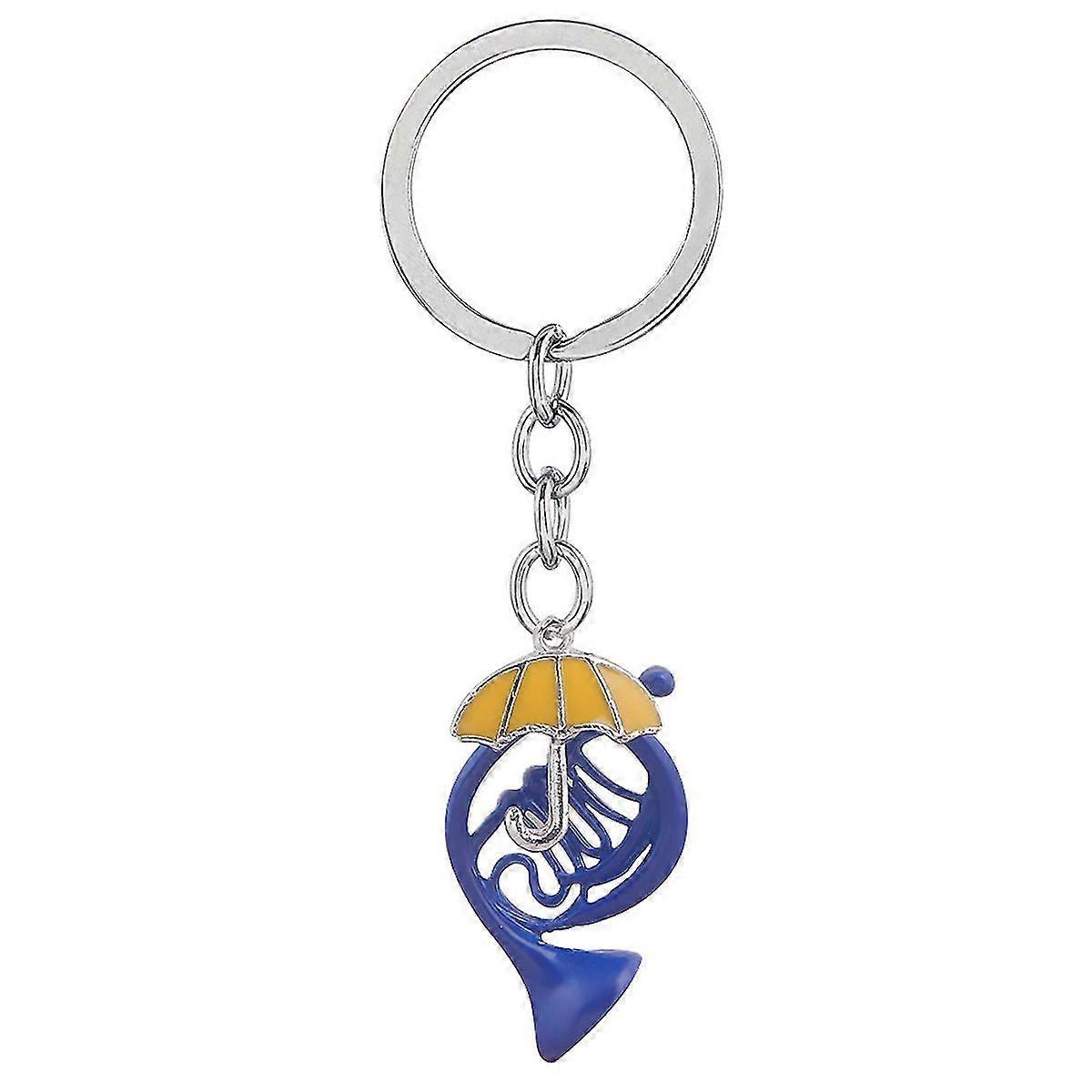 Tikuajgift Blue Horn Tromba Anime Key Chain Key Ring Bag Pendant Keyring Regalo di Natale blu