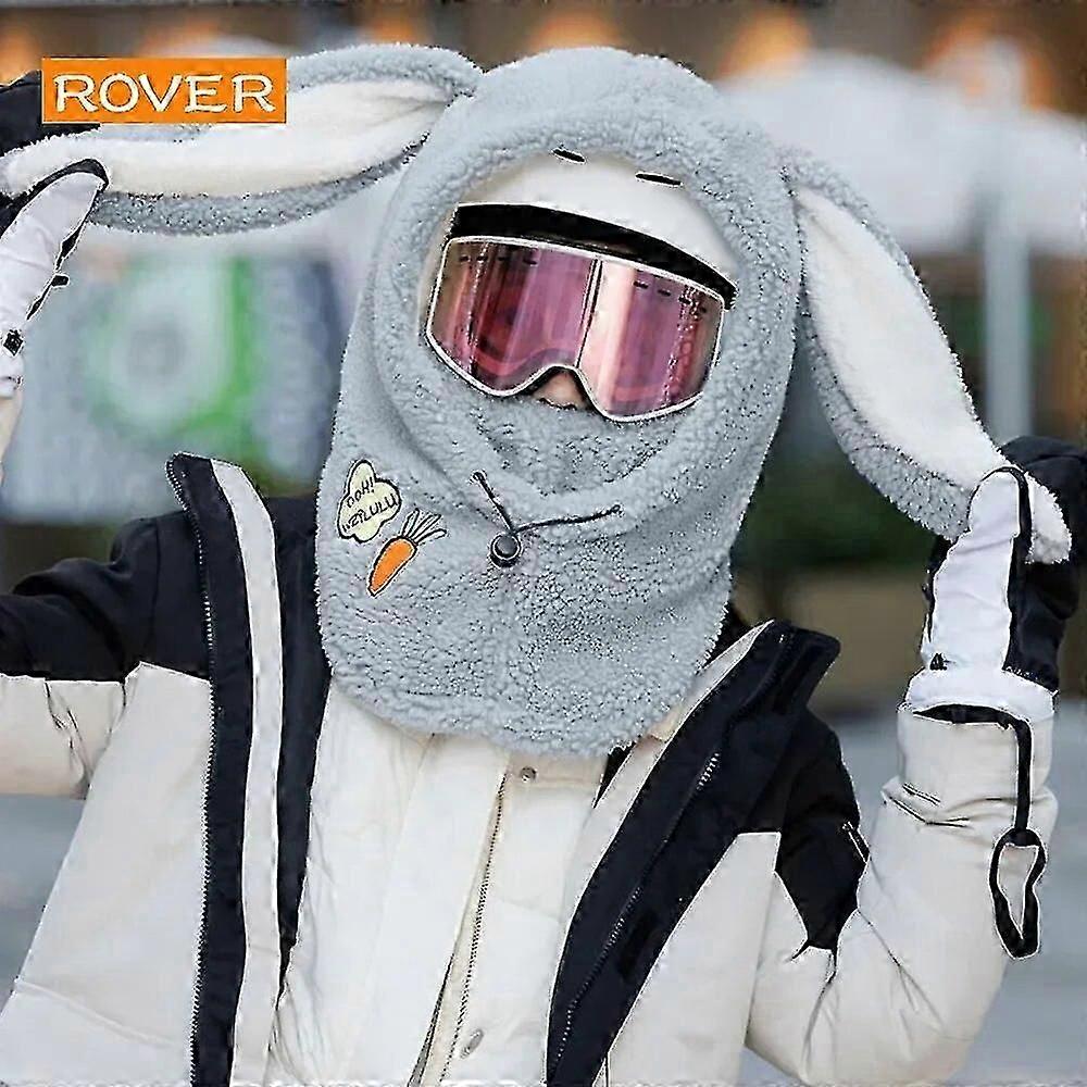 Rabbit Ear Helmet Winter Warm Ski Cover Comfortable Soft Fleece Skiing Head Warmer Cartoon Cute Decorative Helmet Cover Hat