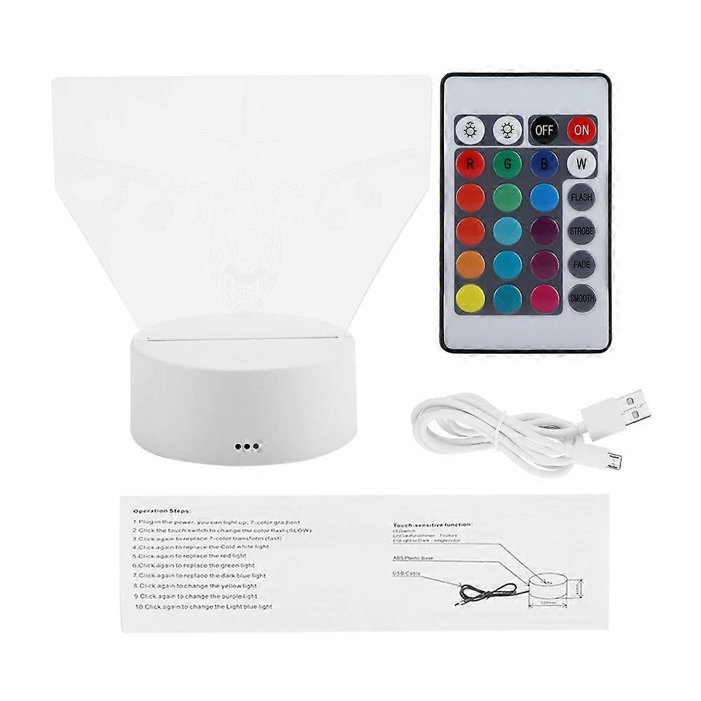 3W 4.5V USB 3D Night Light Touch Control LED Table Desk Lamp White Base with Remote Control