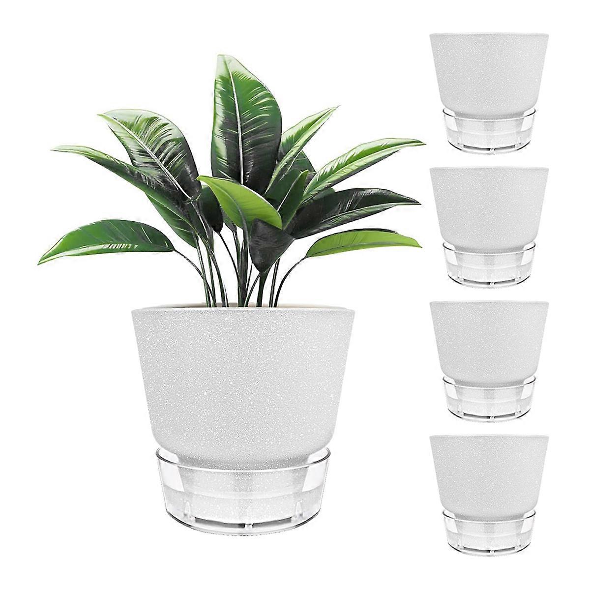 6 Inch Self Watering Plant Pot with Visual Reservoir White