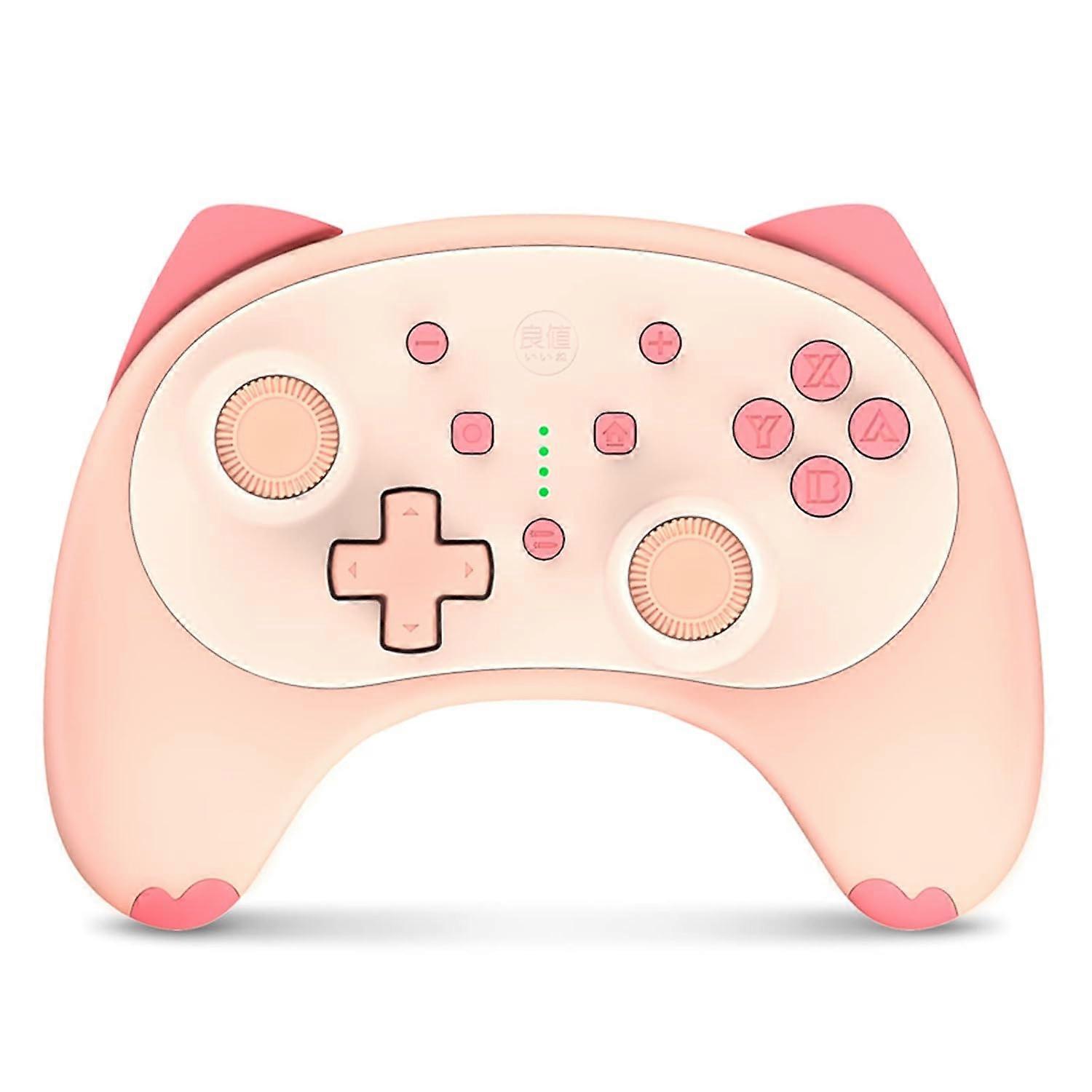 Compatible with Switch Controller, Bluetooth Cartoon Kitten Nintendo Switch Controllers Wireless, Kawaii Light Switch Gaming PC Controller(Pink)