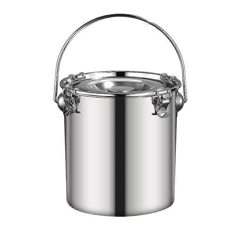 Stainless Steel Sealed Milk Bucket Food Safe Bucket Portable Storage Container With Handle For Transporting Milk Oil Soup And Beverages 7L