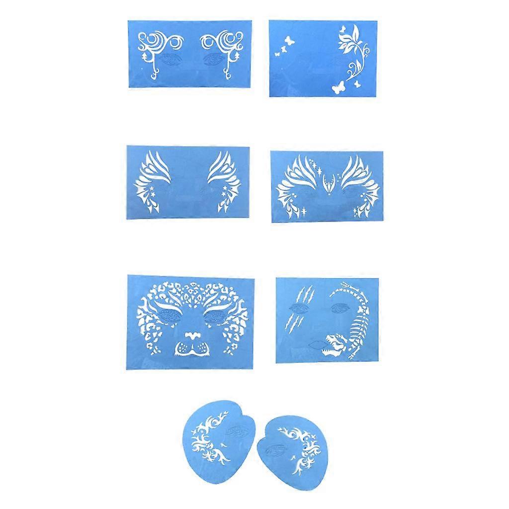 7タイプ再利用可能なボディアートフェイスペイントペインティングステンシルメイクアップステンシルテンプレート