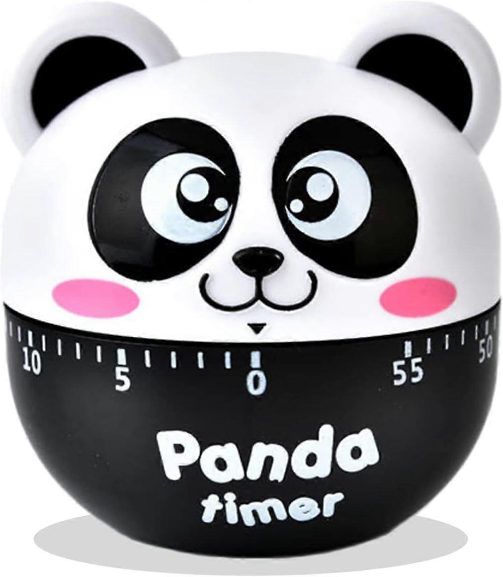 Mechanical Kitchen Timer, Egg Timer, Funny Timer, Manual Timer, for 60 Minute Timer, Cooking and Baking Reminder (Panda Black)
