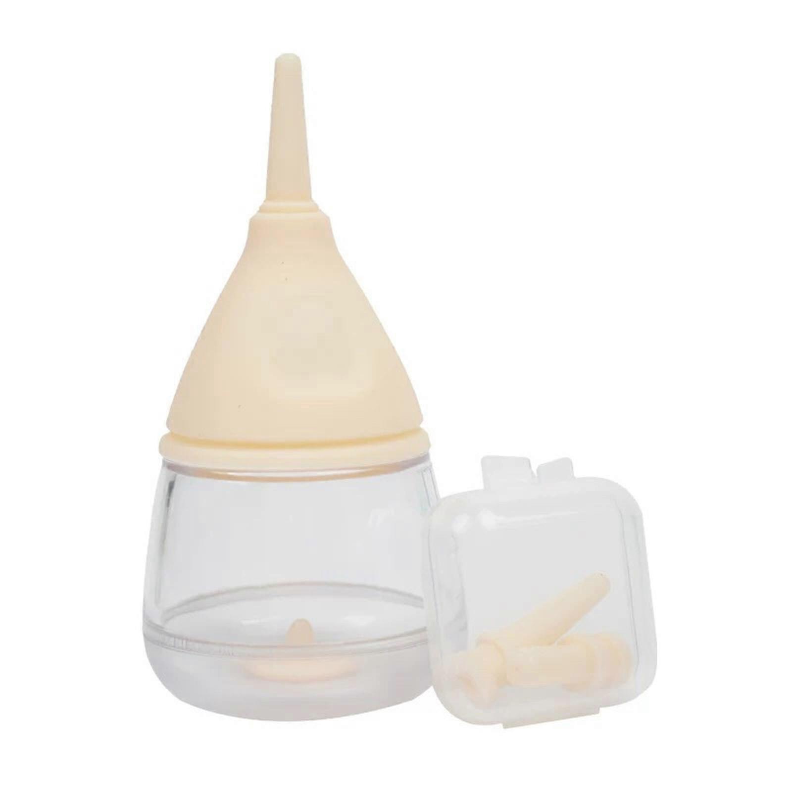 Puppies Feeding Bottle Pointed Nipple for Newborn Puppies Kitten Capacity 35ml Pointed Nipple Replacement Mini Nipple Yellow