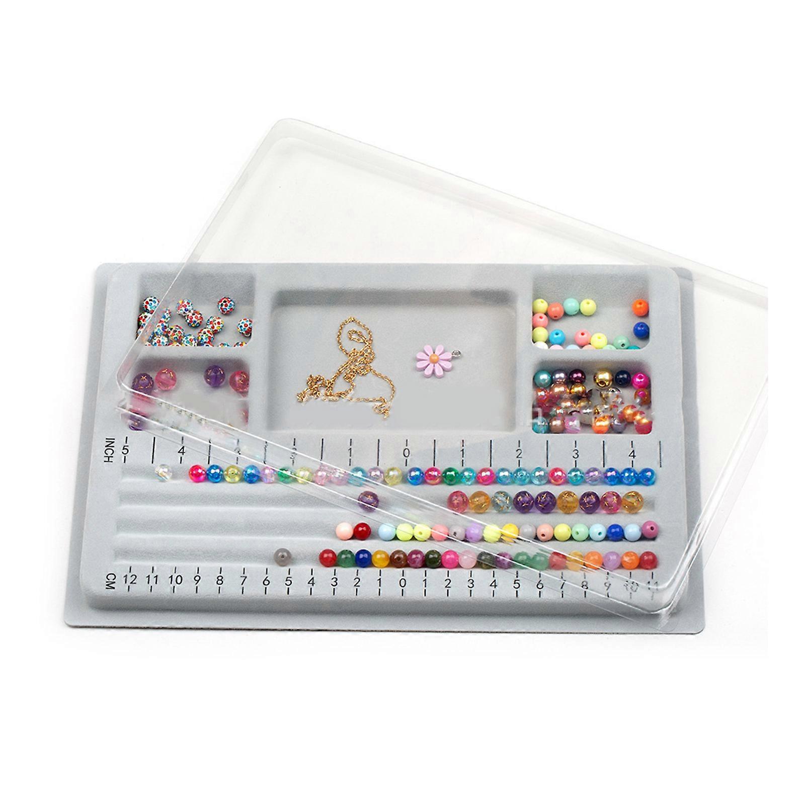 Portable Bead Tray Bead Jewelry Container Bead Stringing Board Jewelry Measurement Board Beaded Organizer Tray DIY