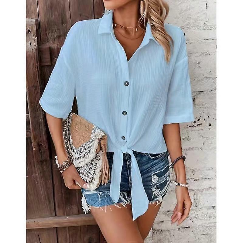 Spring Summer Women's Shirts Solid Color Casual Blouse