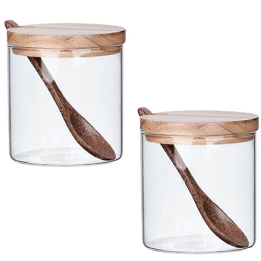 Containers, Glass Jars with Functional Wooden Tops
