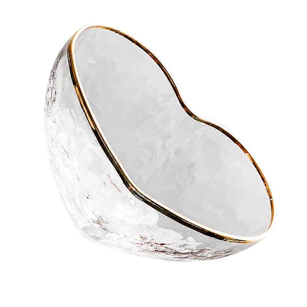 Fruit Serving Bowl Heart Shaped Creative Design For Special Occasions Golden Rim Glass 1 Piece