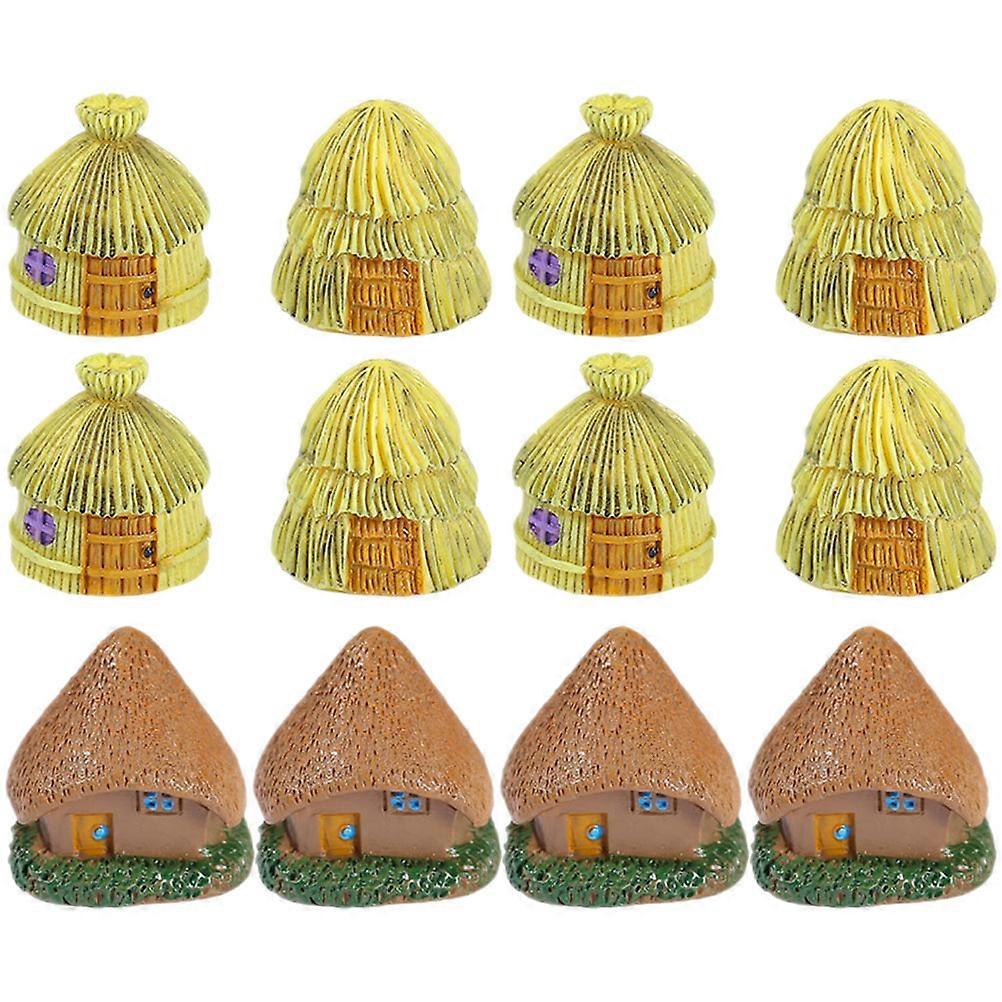 12pcs Miniature Cottage Figurines for Fairy Gardens – Micro Landscape Decor, Resin Mini House Accessories for Miniature Landscaping, Photo Props,