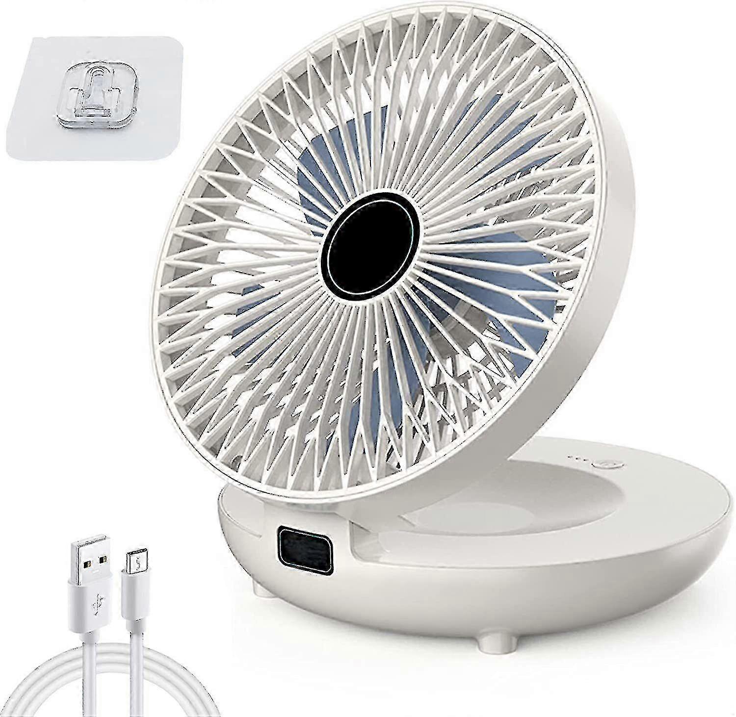 Rechargeable Dual-Use Kitchen & Desk Fan, Wall Mountable Small Fan