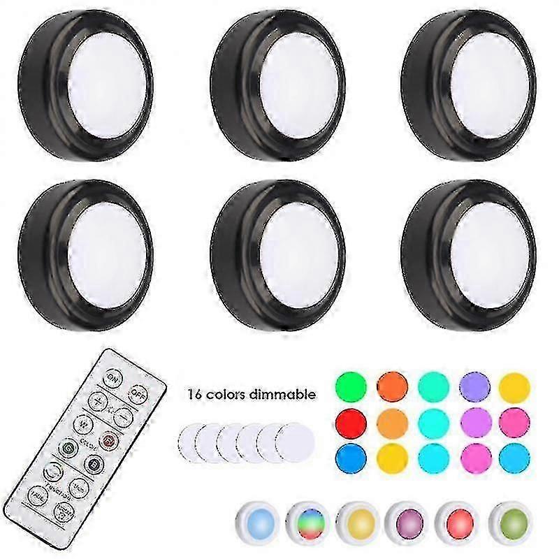 Led Cabinet Light Rgb Puck Lamp Remote Control Battery Powered Dimmable Kitchen Under