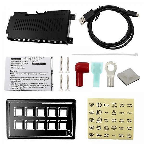 2x 10P Membrane Control Switch /Backlight Built Waterproof Universal for boat