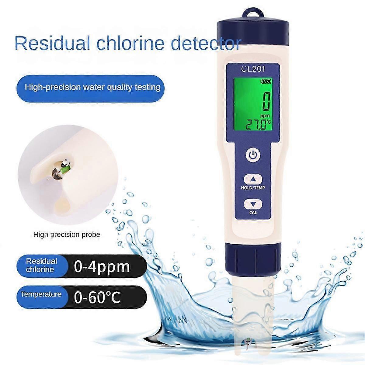 Chlorine Testing Pen 2-in-1 Water Quality Tester Measuring
