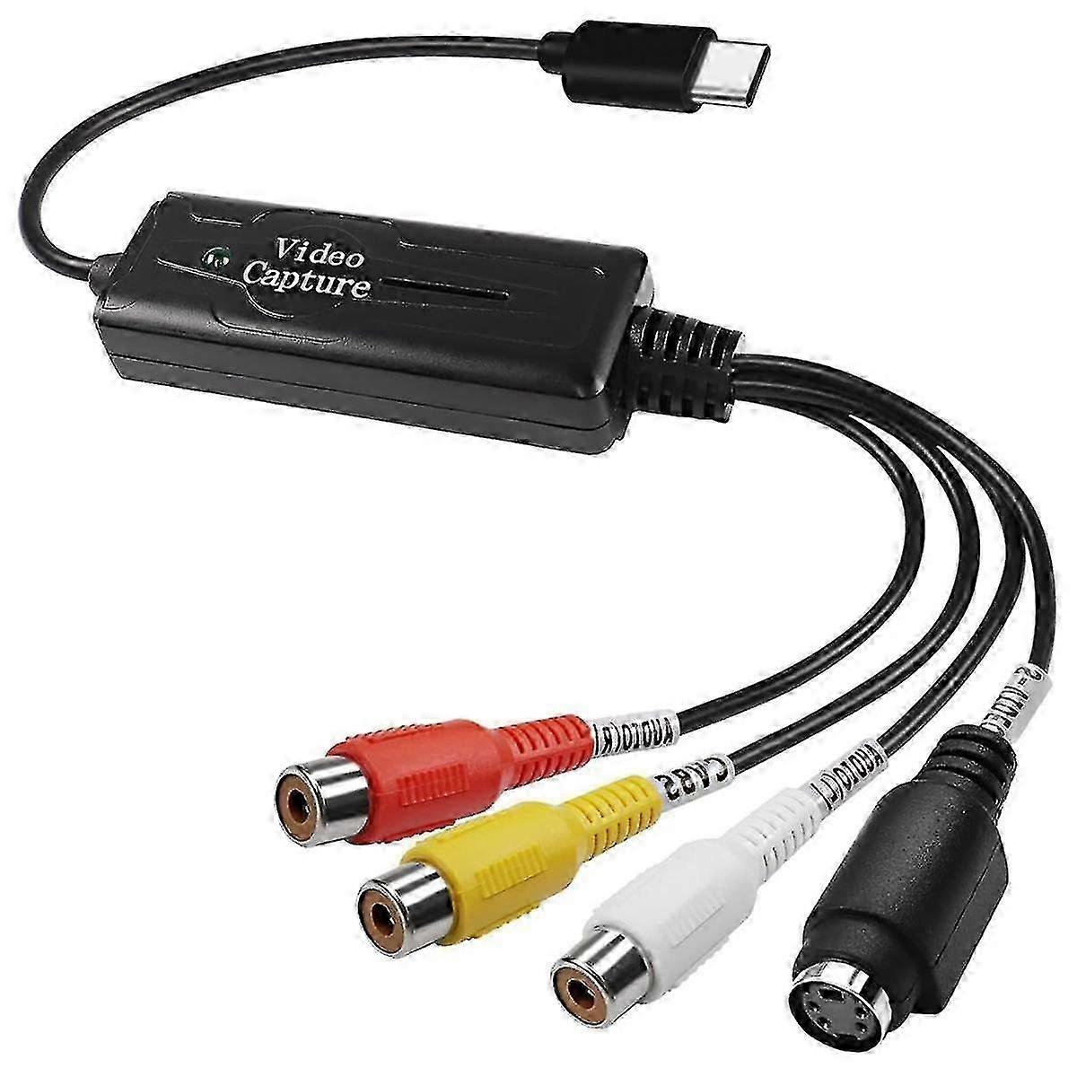 Adaptér AV na USB C Video Capture Card s S-Video / kompozitním vstupem, PAL / NTSC 1 kanálový převodník
